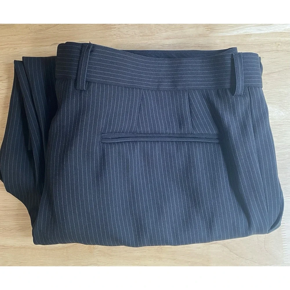 Jack Ashore Men's 39 Waist Suit Pants Black Pinstripe 27 Inch Inseam